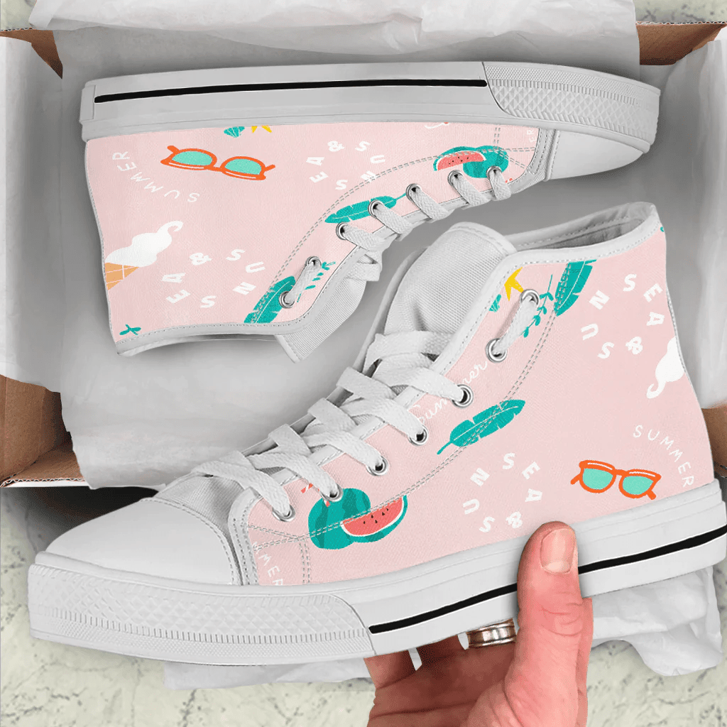 Shoes Glasses Cool Summer Pattern High Top Shoes