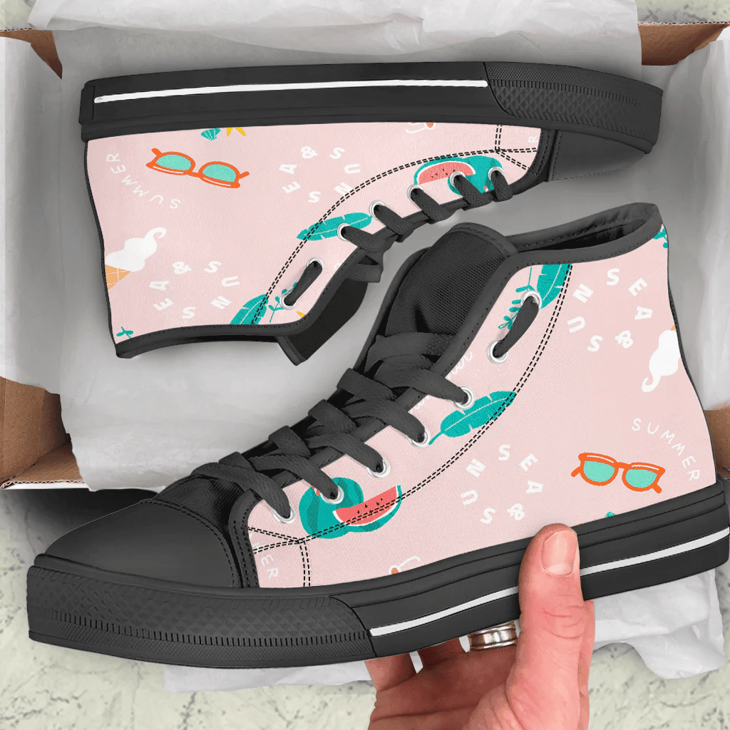 Shoes Glasses Cool Summer Pattern High Top Shoes