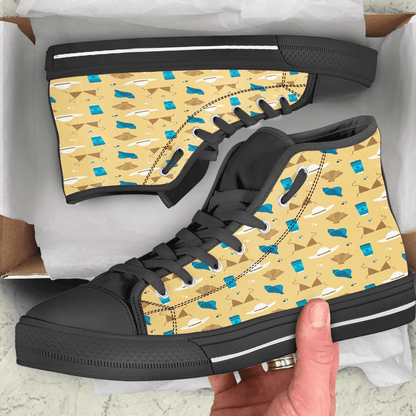 Shoes Hawaiian Summer Pattern Fedora,Bra And Conch High Top Shoes