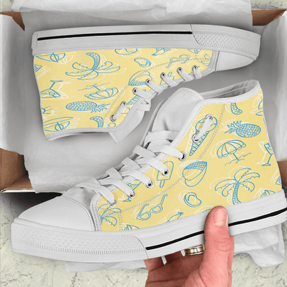 Shoes Summer Pattern Cartoon Drawing High Top Shoes
