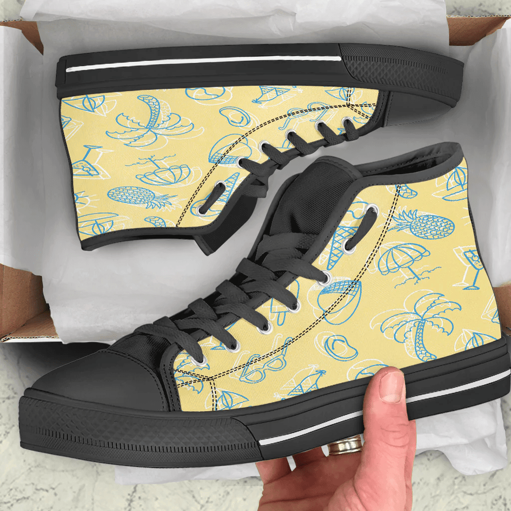 Shoes Summer Pattern Cartoon Drawing High Top Shoes