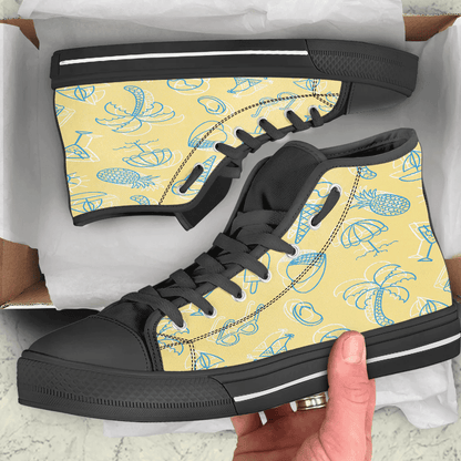 Shoes Summer Pattern Cartoon Drawing High Top Shoes