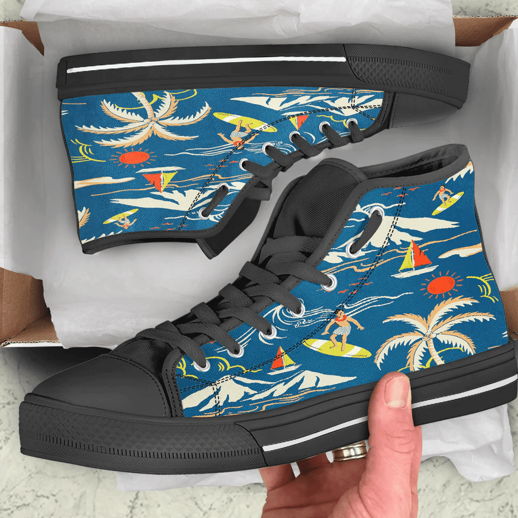 Shoes Hawaiian Summer Beach Pattern High Top Shoes