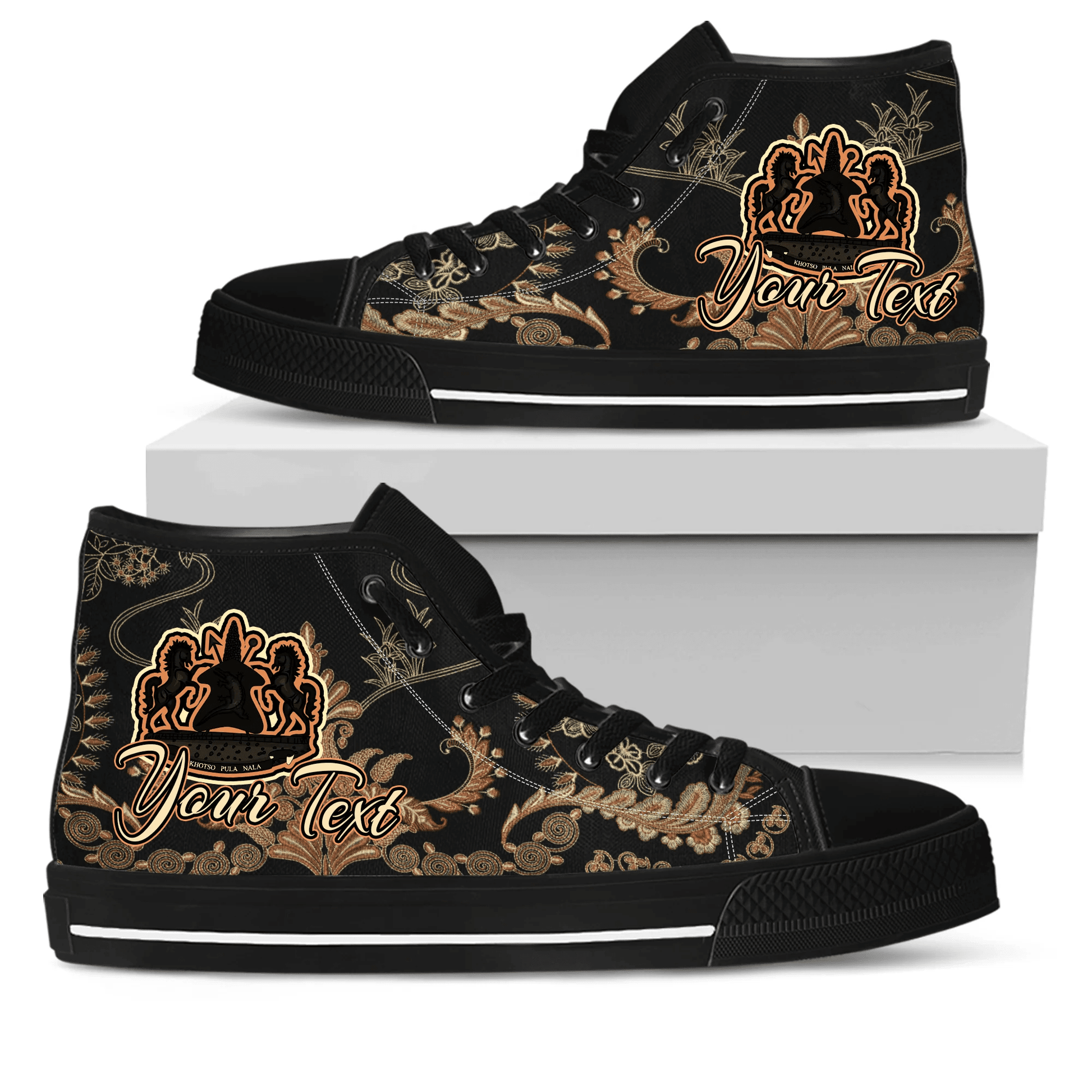 Africa Shoes Lesotho High Top Shoes Vintage Traditional African Dashiki