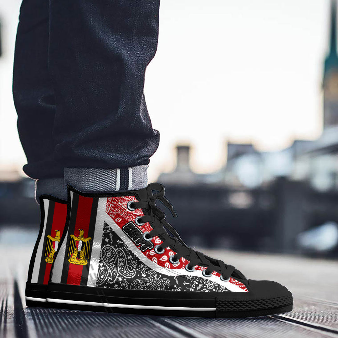 Shoes Egypt Black Version High Top Shoes Paisley Bandana Special Style