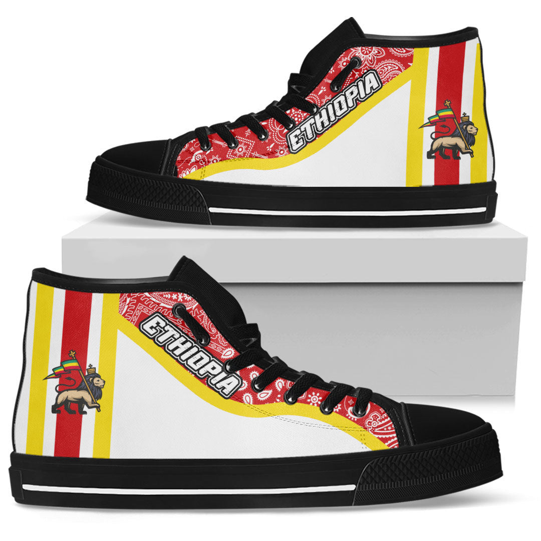 Shoes Ethiopia White Version High Top Shoes Paisley Bandana Special Style