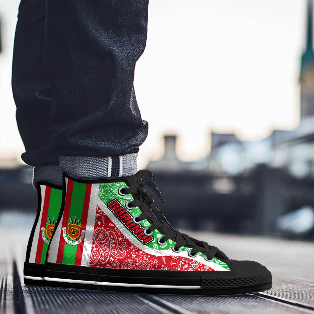 Shoes Burundi Red Verison High Top Shoes Paisley Bandana Special Style