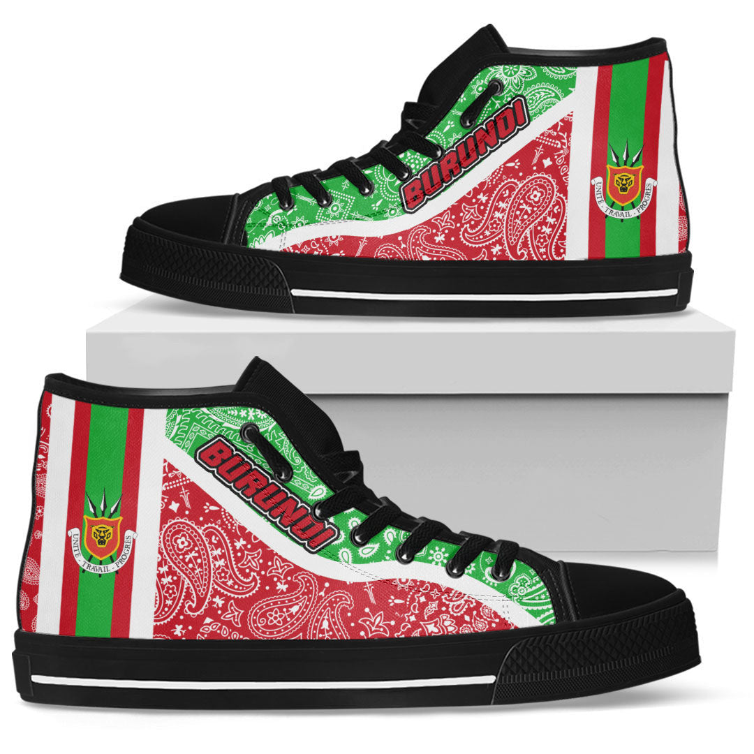 Shoes Burundi Red Verison High Top Shoes Paisley Bandana Special Style