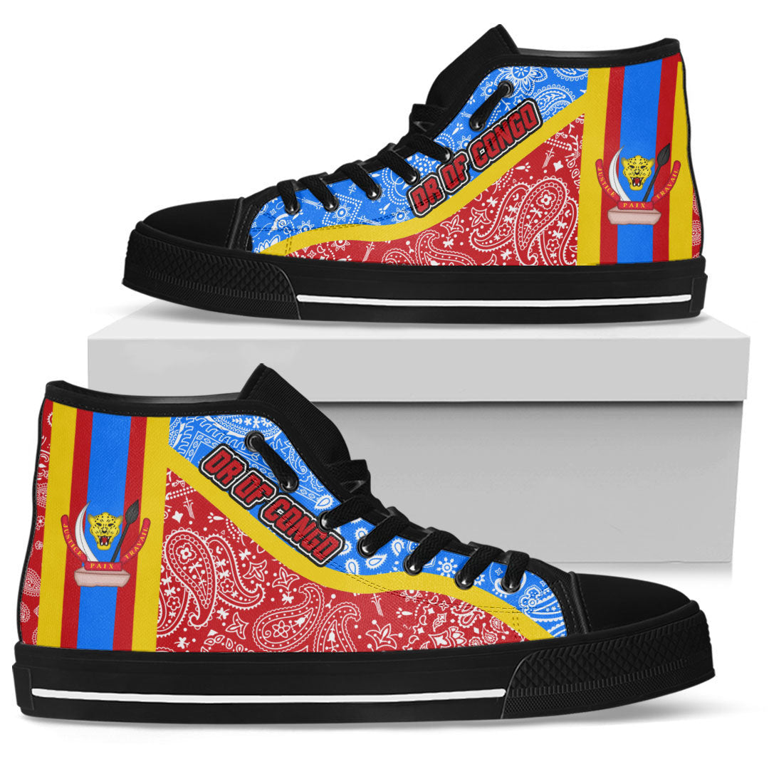 Shoes Democratic Republic Of The Congo Red Version High Top Shoes Paisley Bandana Special Style