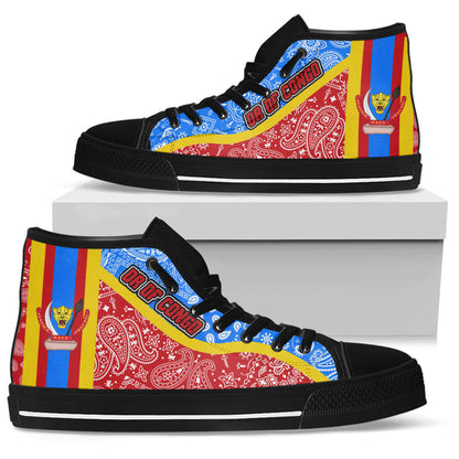 Shoes Democratic Republic Of The Congo Red Version High Top Shoes Paisley Bandana Special Style
