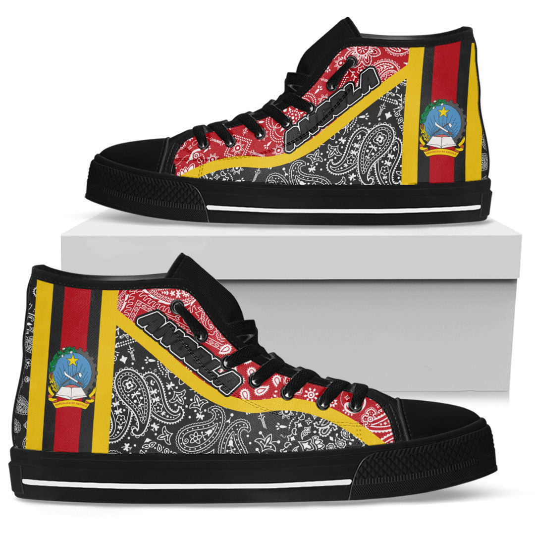 Shoes Angola Black Version High Top Shoes Paisley Bandana Special Style