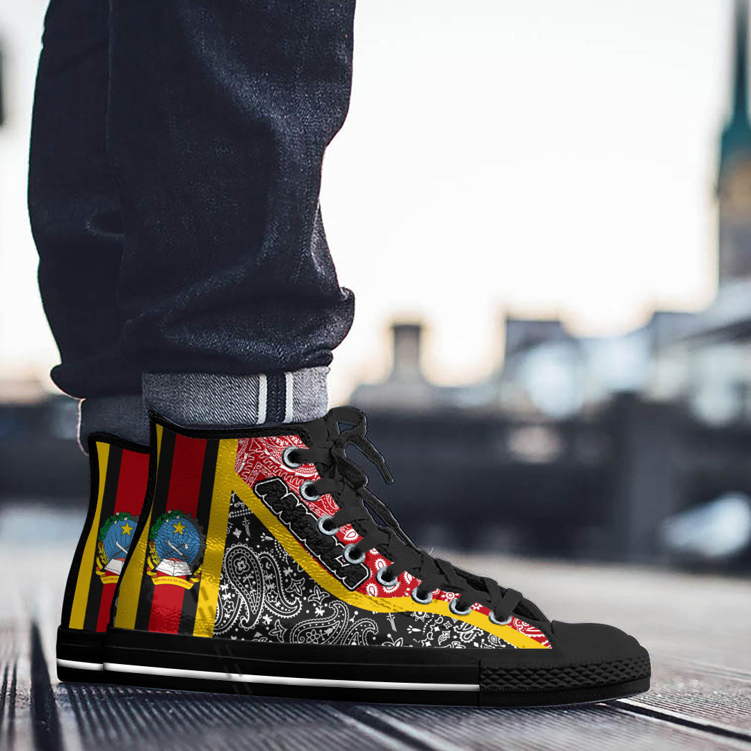 Shoes Angola Black Version High Top Shoes Paisley Bandana Special Style