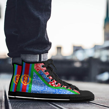 Shoes Eritrea Blue Version High Top Shoes Paisley Bandana Special Style