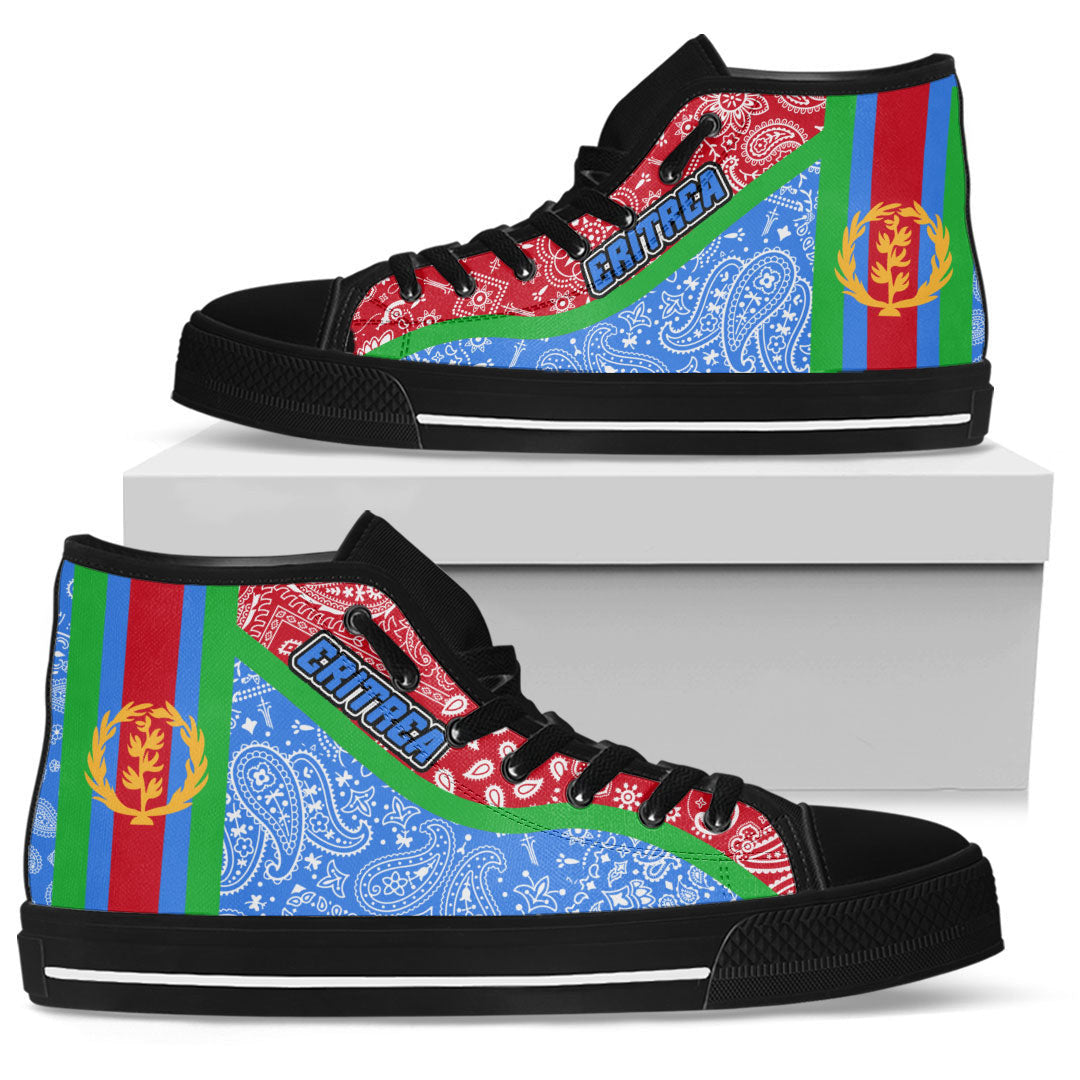 Shoes Eritrea Blue Version High Top Shoes Paisley Bandana Special Style