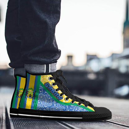 Shoes Gabon Blue Version High Top Shoes Paisley Bandana Special Style