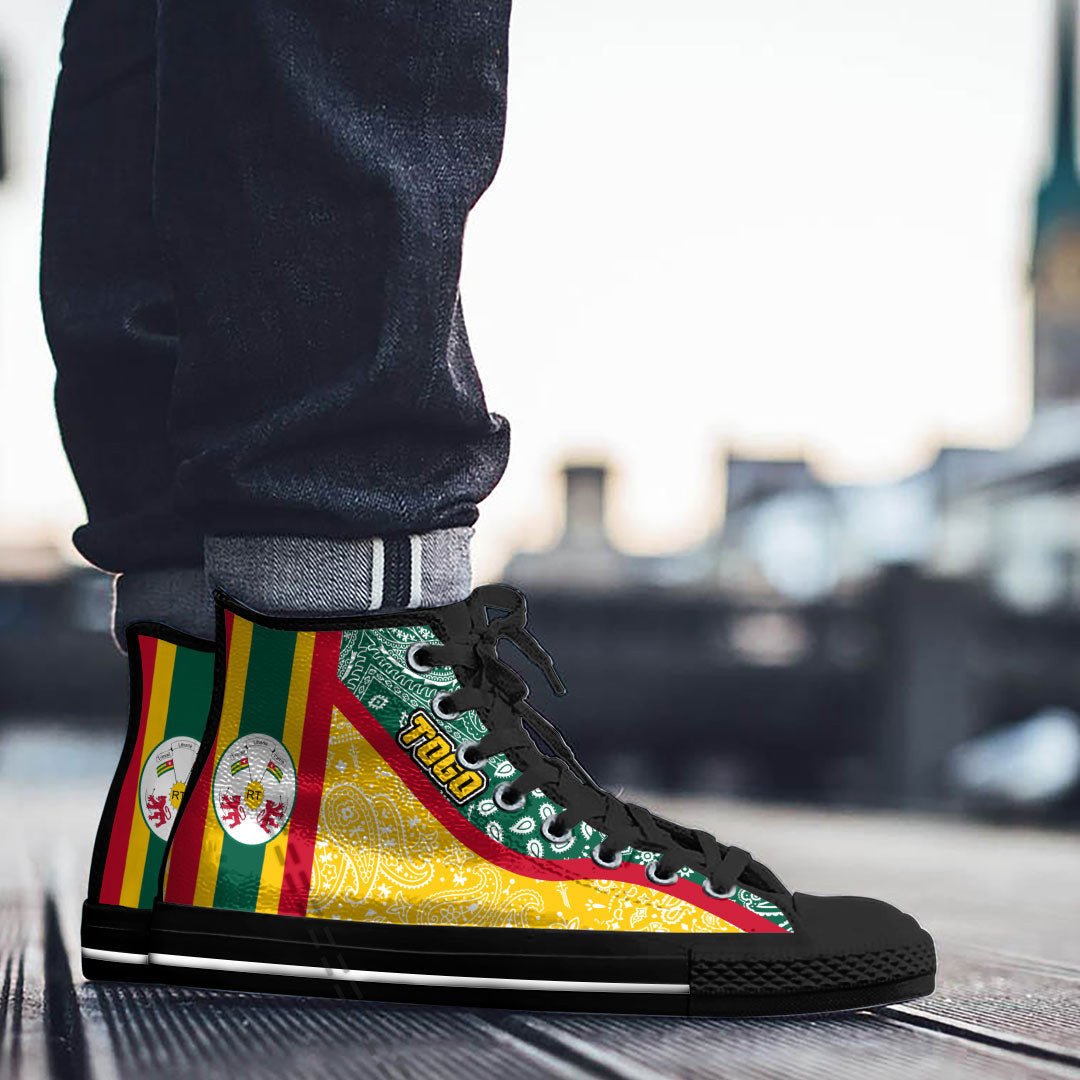 Shoes Togo Yellow Version High Top Shoes Paisley Bandana Special Style