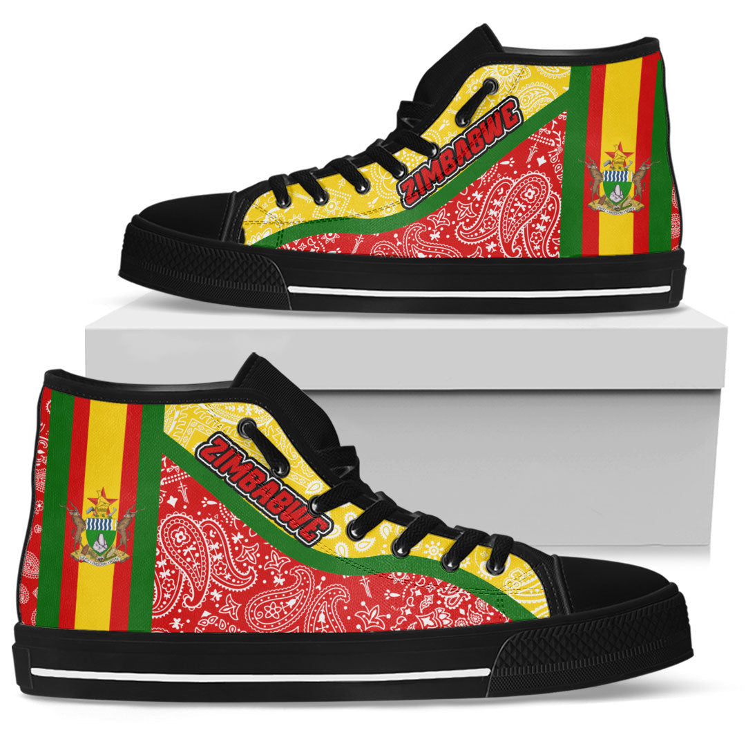 Shoes Zimbabwe Red Version High Top Shoes Paisley Bandana Special Style