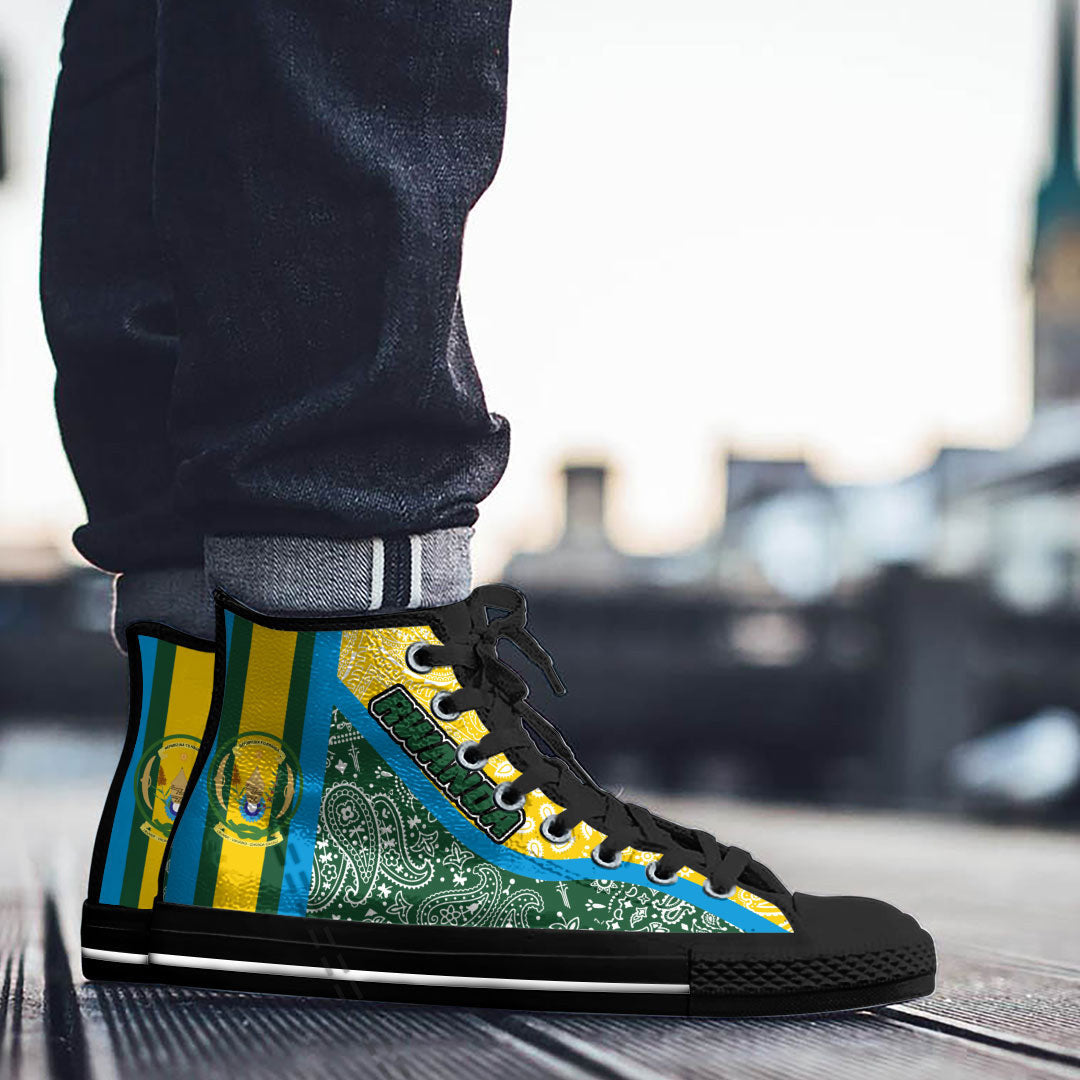 Shoes Rwanda Green Version High Top Shoes Paisley Bandana Special Style