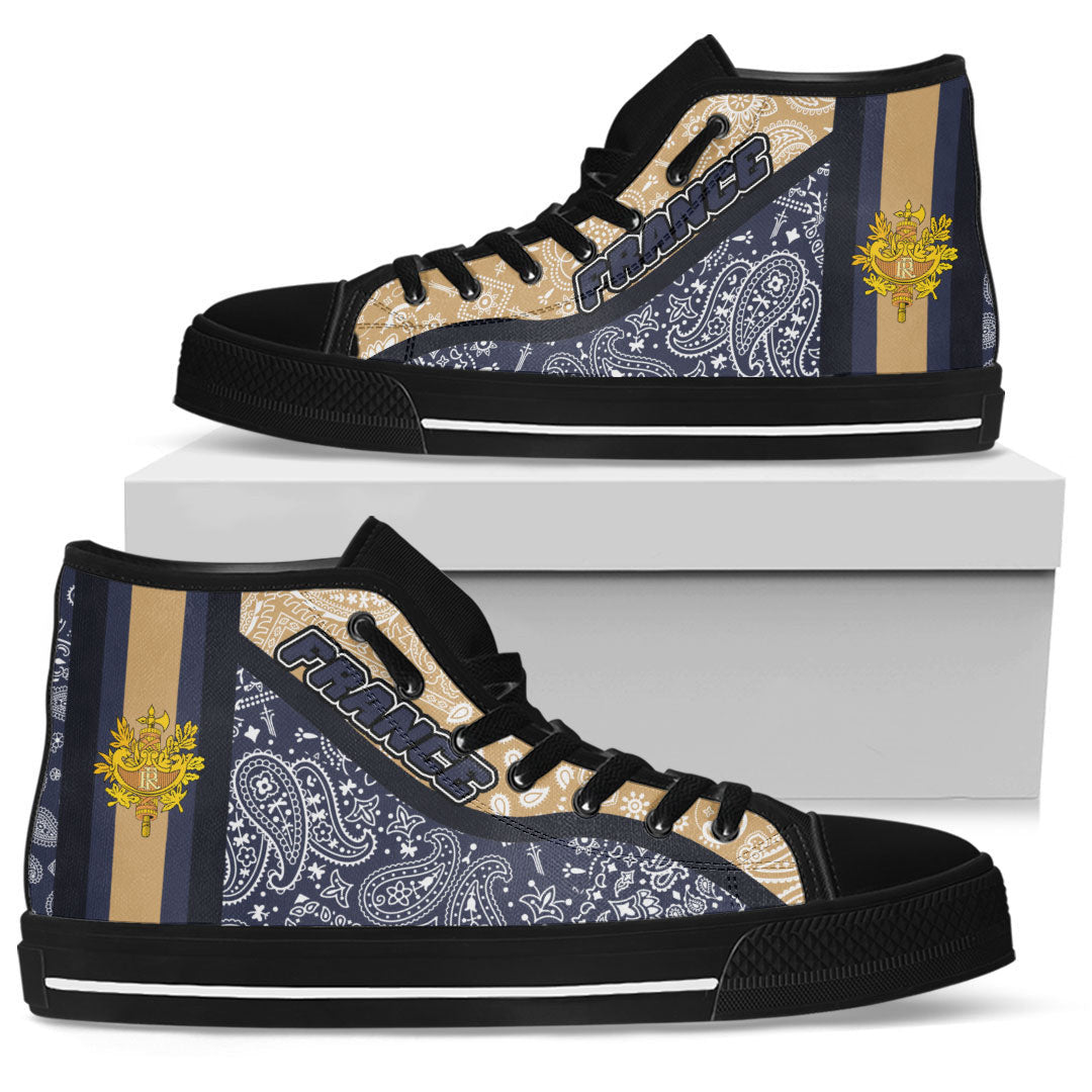 Shoes France High Top Shoes Paisley Bandana Special Style