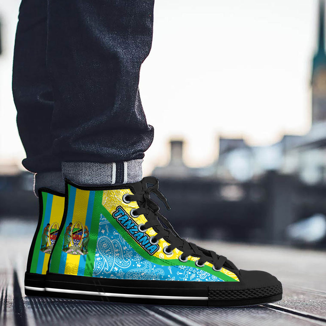Shoes Tanzania Blue Version High Top Shoes Paisley Bandana Special Style