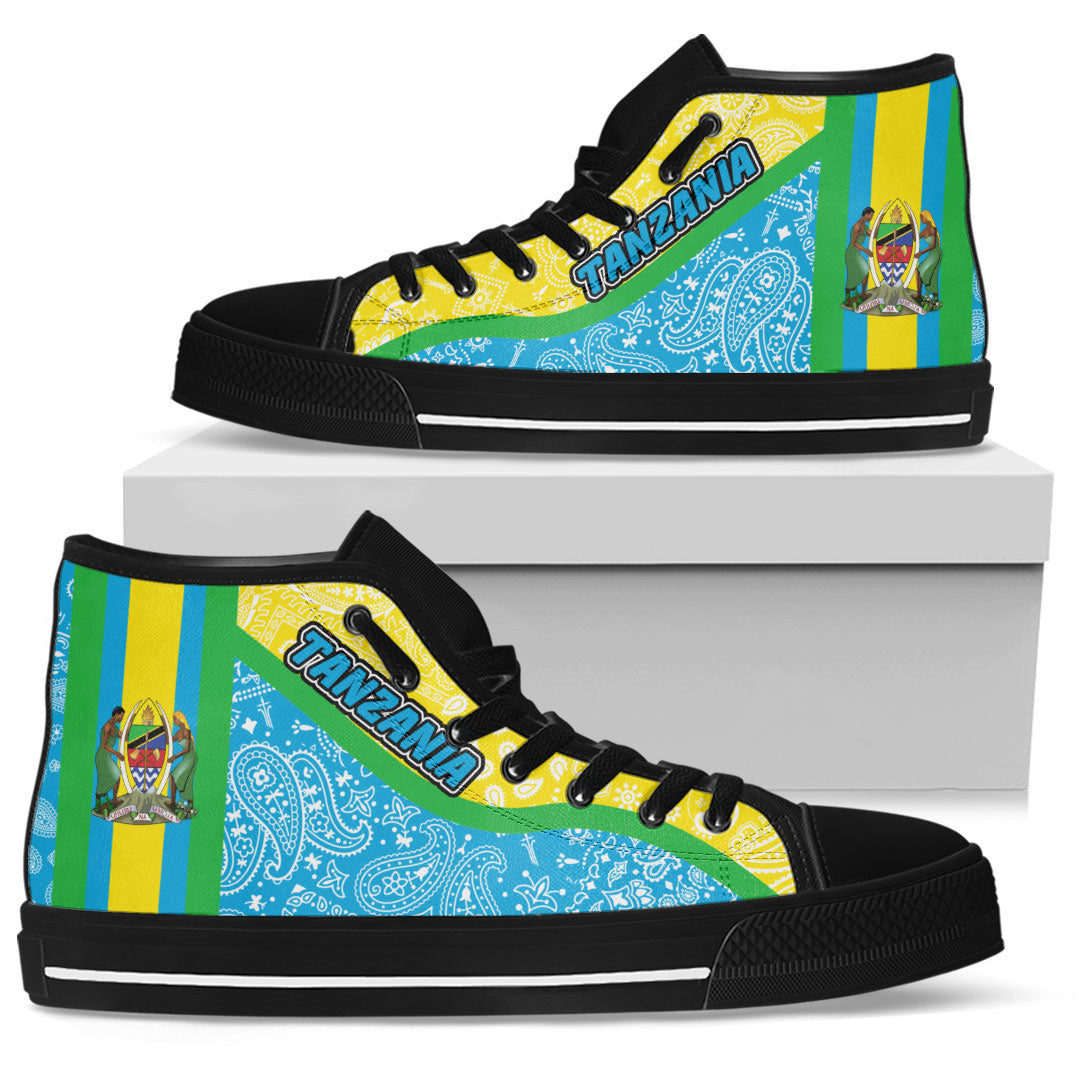 Shoes Tanzania Blue Version High Top Shoes Paisley Bandana Special Style