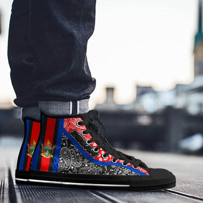 Shoes Sudan Black Version High Top Shoes Paisley Bandana Special Style