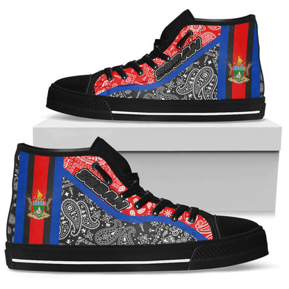 Shoes Sudan Black Version High Top Shoes Paisley Bandana Special Style