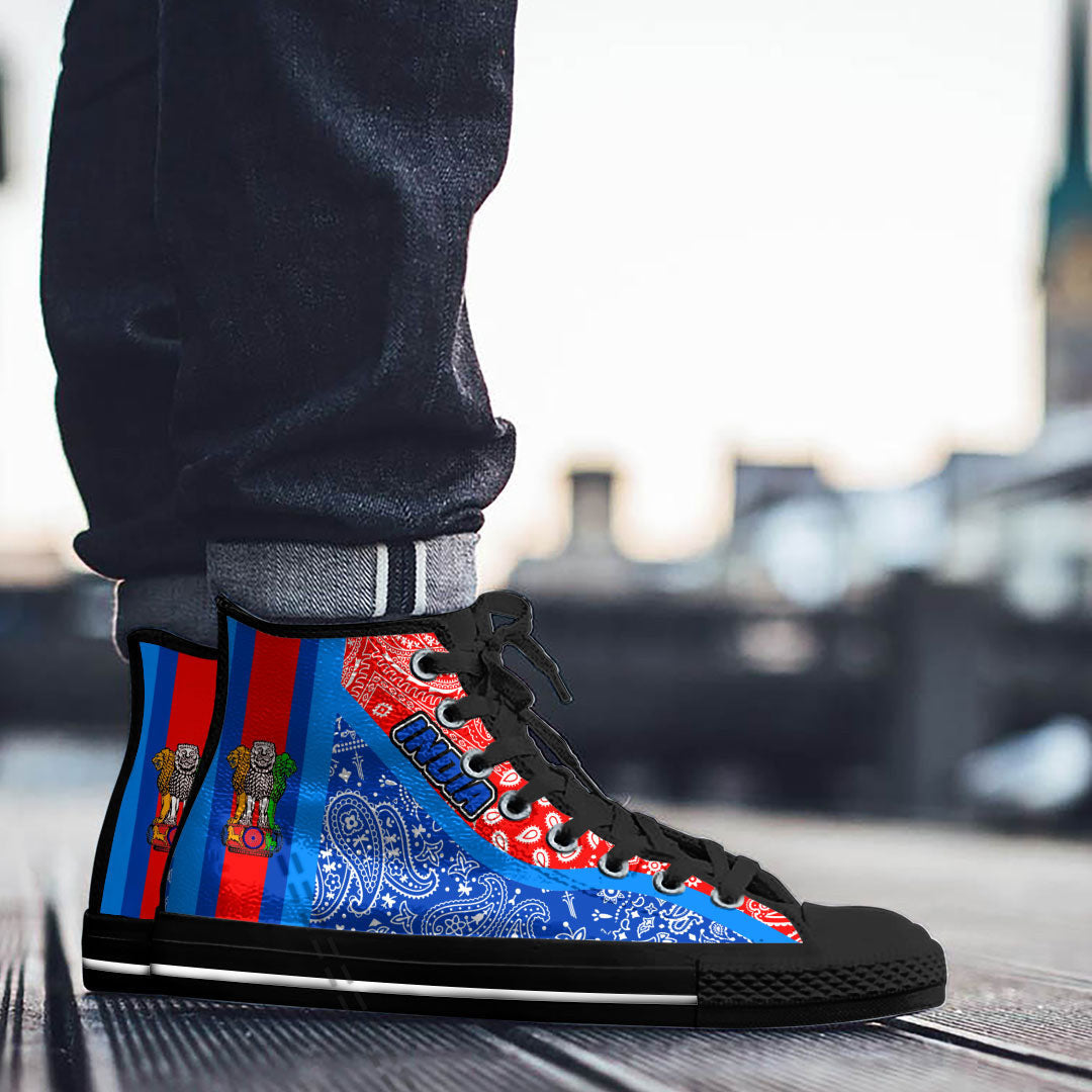 Shoes India Blue Version High Top Shoes Paisley Bandana Special Style