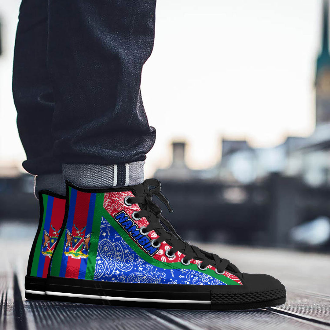 Shoes Namibia Blue Version High Top Shoes Paisley Bandana Special Style