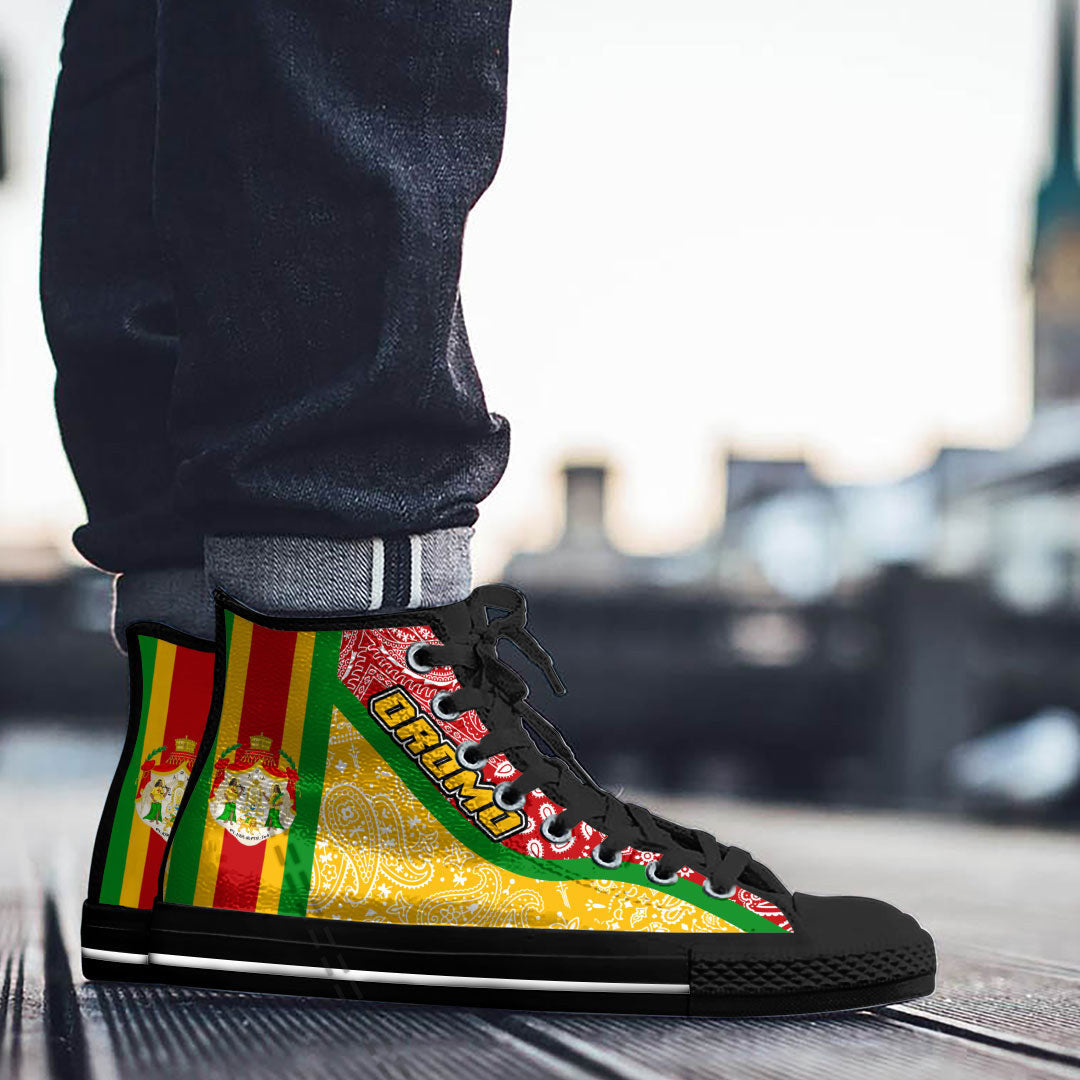 Shoes Oromo Yellow Verison High Top Shoes Paisley Bandana Special Style