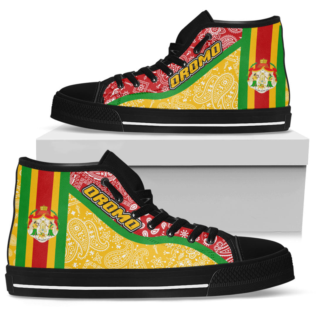 Shoes Oromo Yellow Verison High Top Shoes Paisley Bandana Special Style
