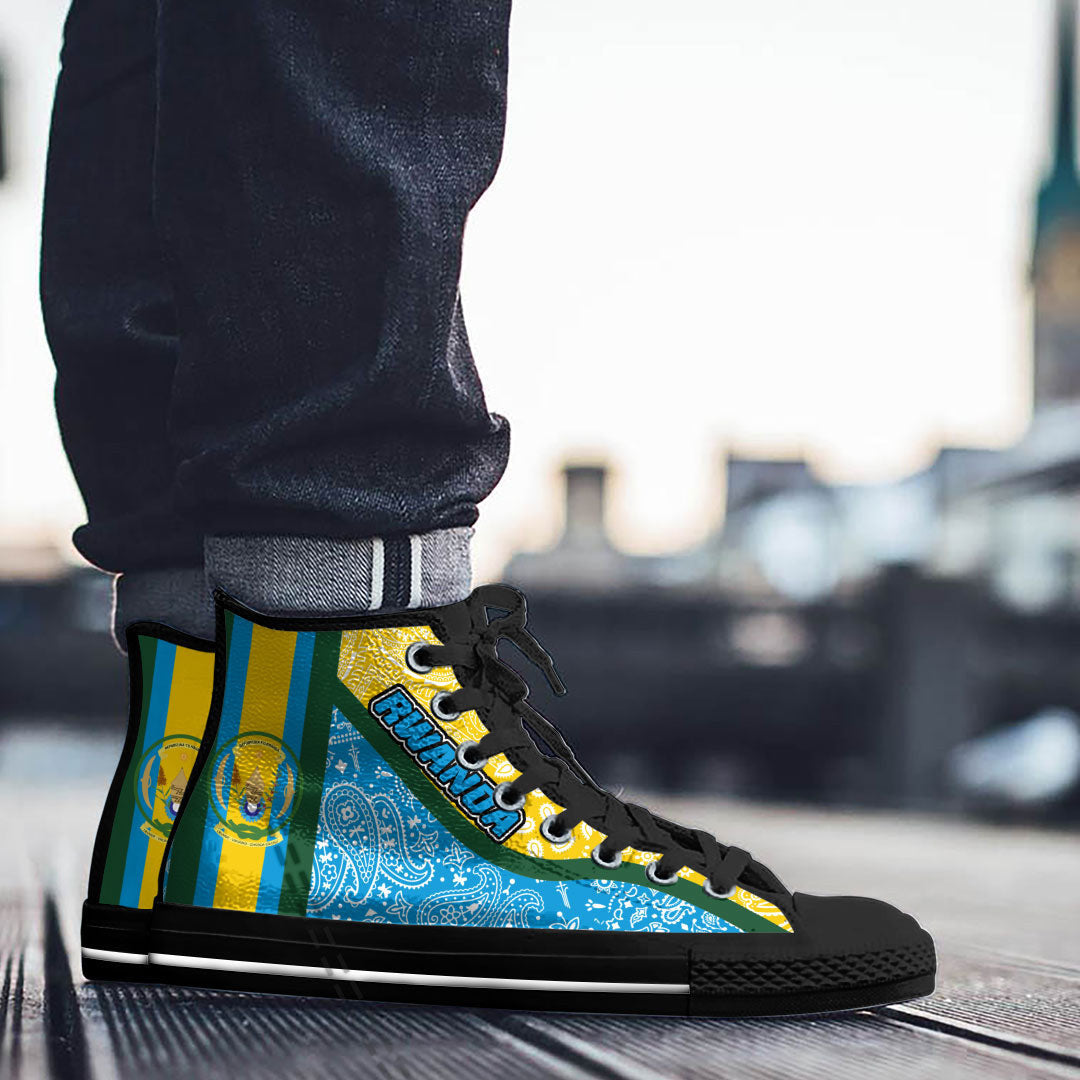 Shoes Rwanda Blue Version High Top Shoes Paisley Bandana Special Style