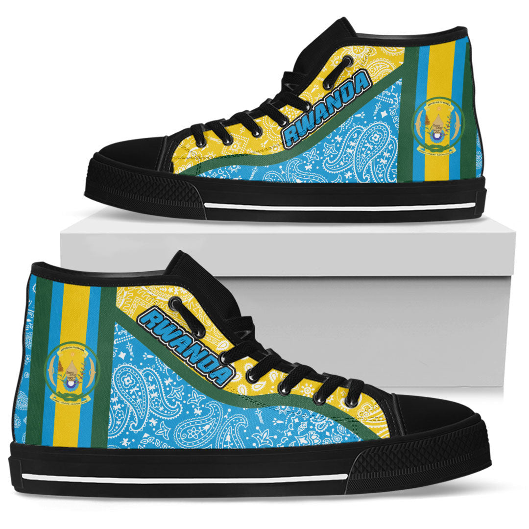 Shoes Rwanda Blue Version High Top Shoes Paisley Bandana Special Style