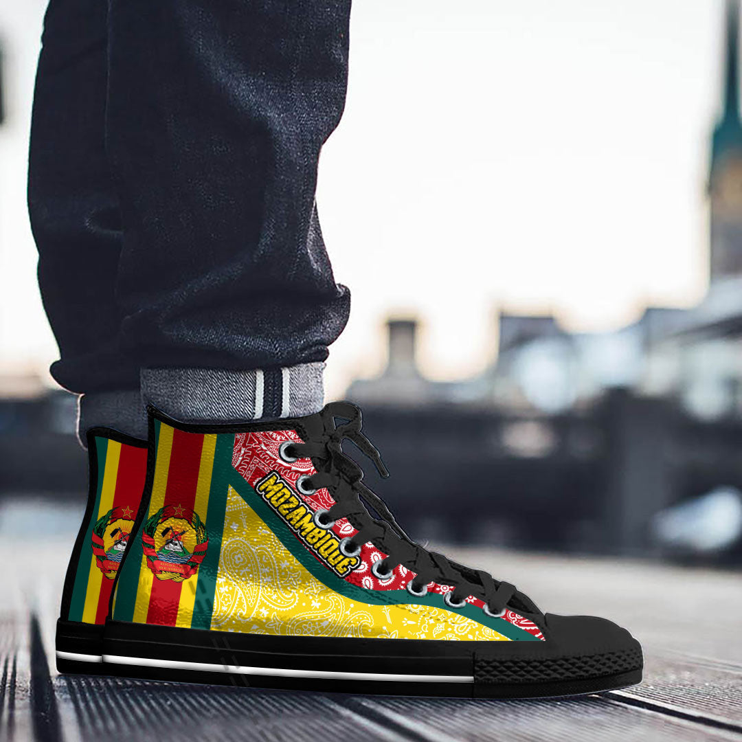 Shoes Mozambique Yellow Version High Top Shoes Paisley Bandana Special Style