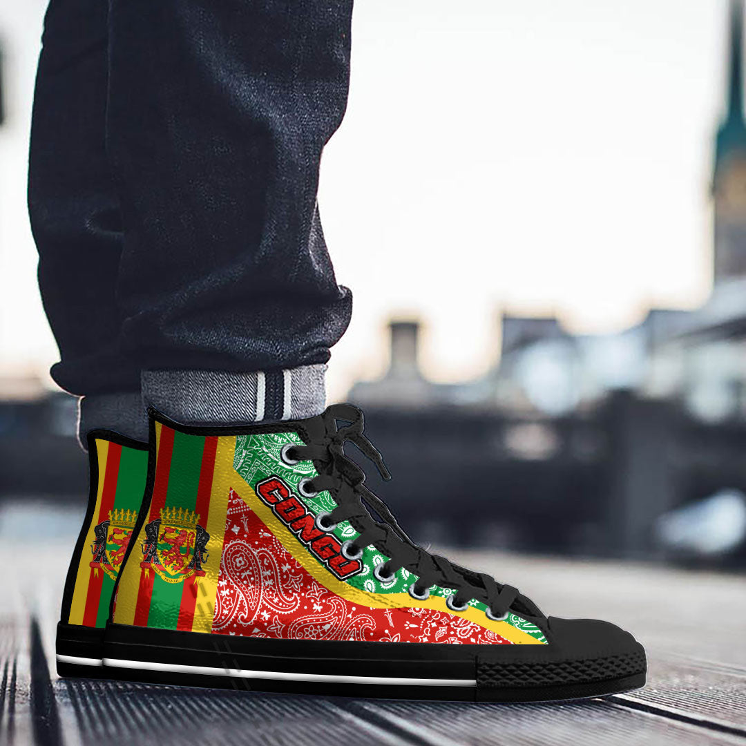 Shoes Republic Of The Congo Red Version High Top Shoes Paisley Bandana Special Style
