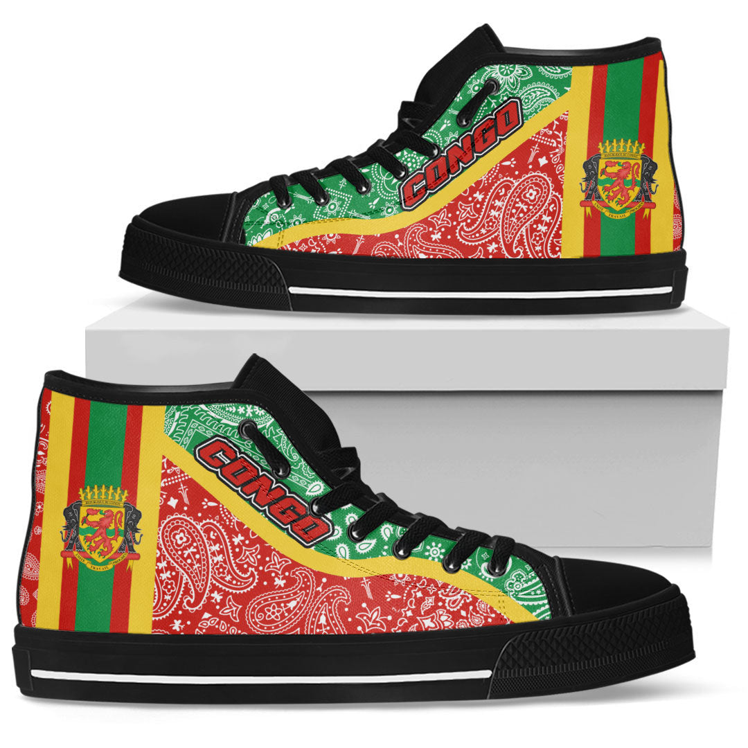 Shoes Republic Of The Congo Red Version High Top Shoes Paisley Bandana Special Style