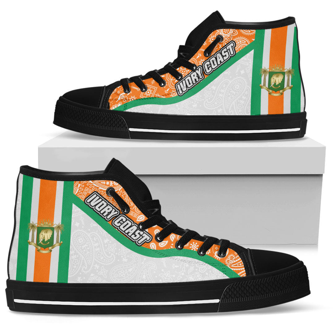 Shoes Ivory Coast White Version High Top Shoes Paisley Bandana Special Style