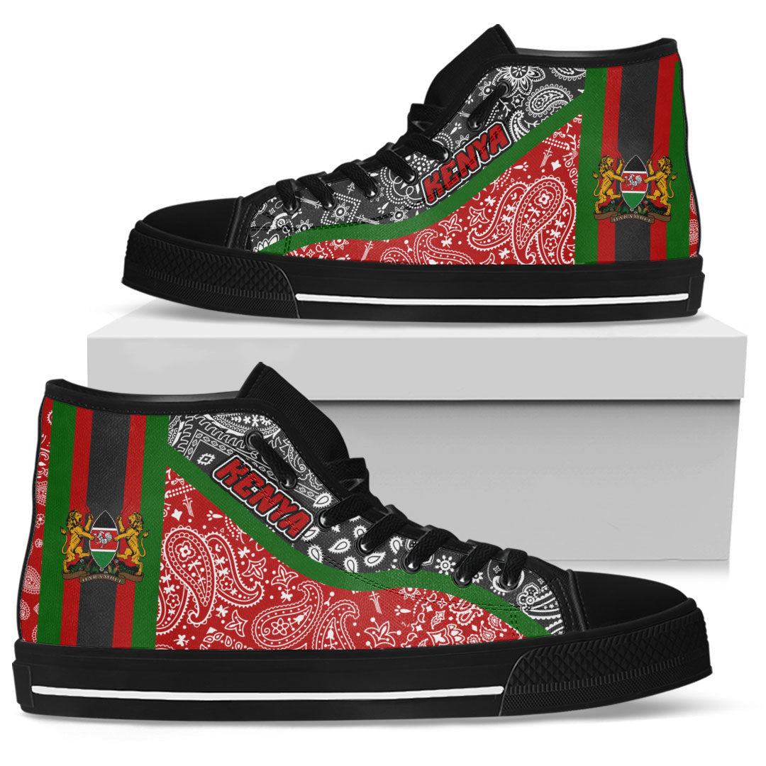 Shoes Kenya Red Version High Top Shoes Paisley Bandana Special Style