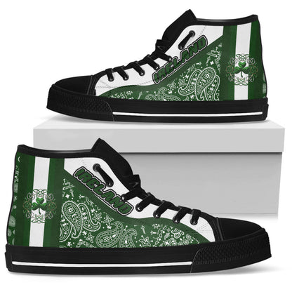 Shoes Ireland Irish Celtic Shamrock High Top Shoes Paisley Bandana Special Style