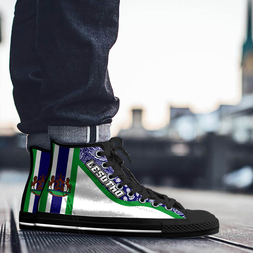 Shoes Lesotho White Version High Top Shoes Paisley Bandana Special Style