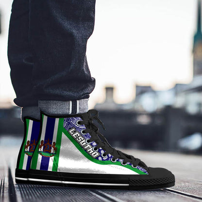 Shoes Lesotho White Version High Top Shoes Paisley Bandana Special Style