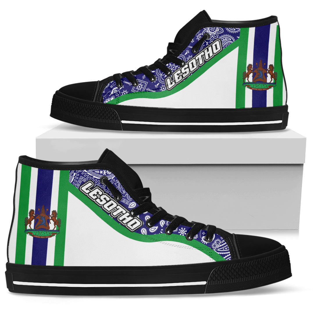 Shoes Lesotho White Version High Top Shoes Paisley Bandana Special Style