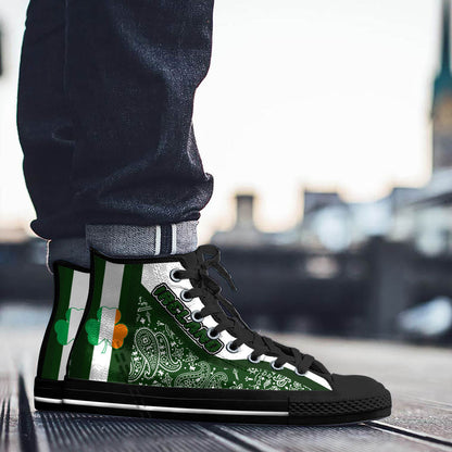 Shoes Ireland Irish Shamrock High Top Shoes Paisley Bandana Special Style