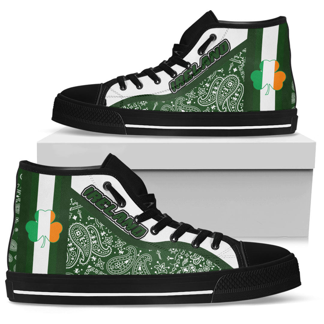 Shoes Ireland Irish Shamrock High Top Shoes Paisley Bandana Special Style