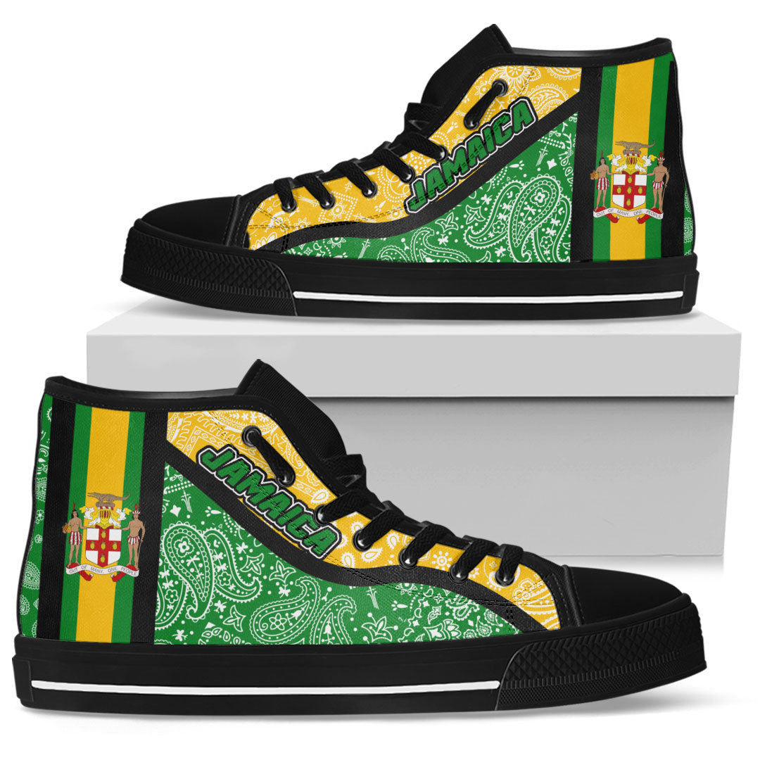 Shoes Jamaica High Top Shoes Paisley Bandana Special Style