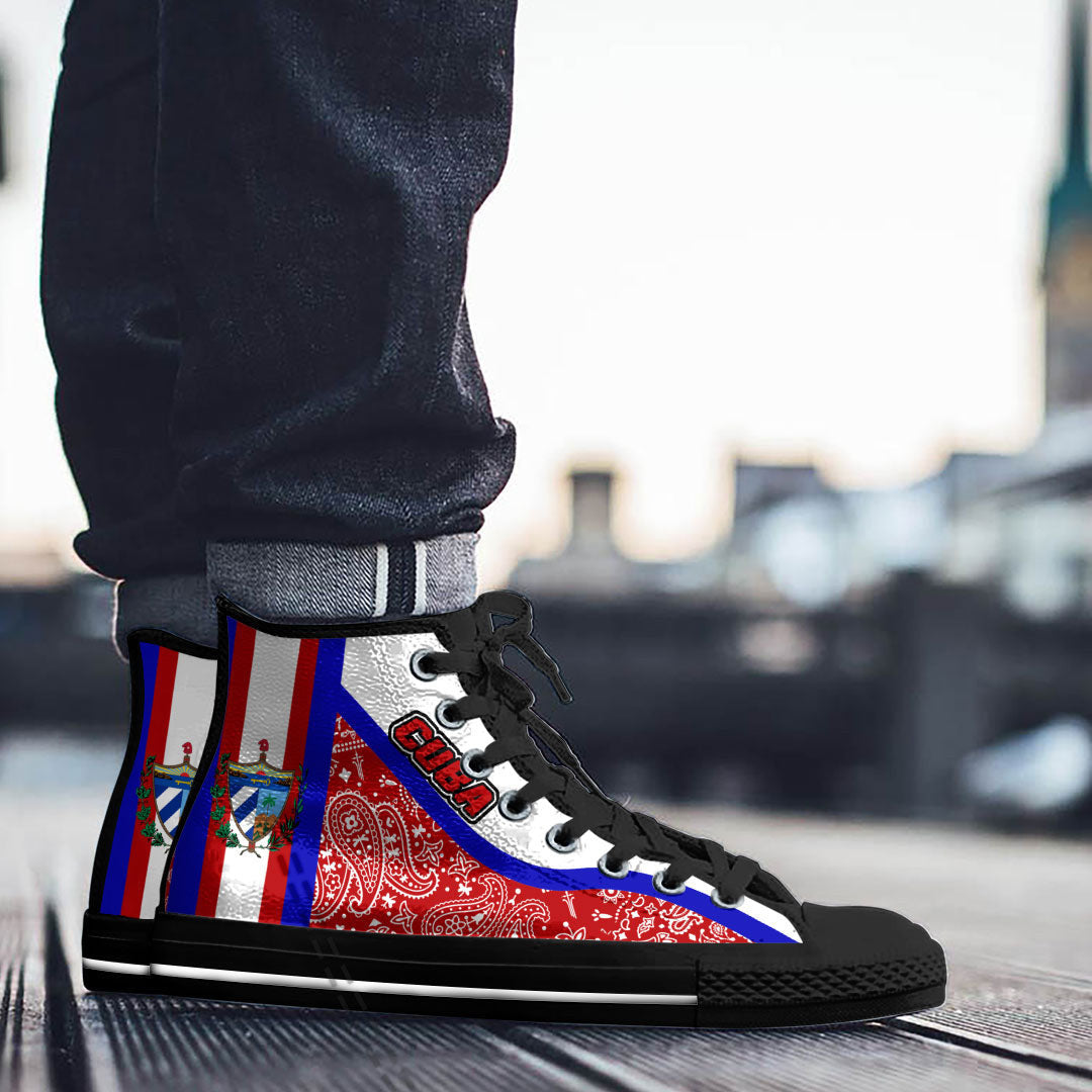 Shoes Cuba High Top Shoes Paisley Bandana Special Style