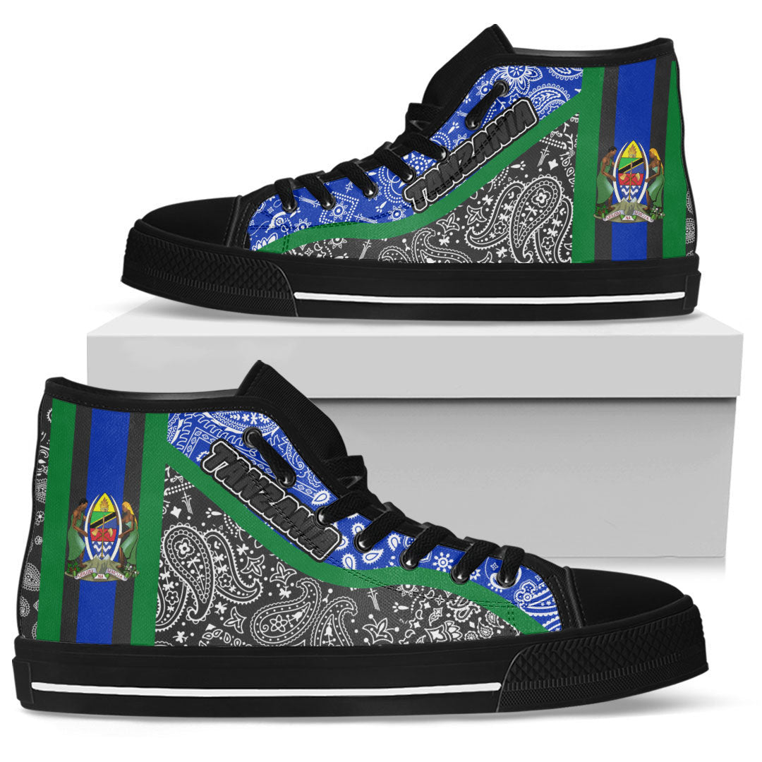Shoes Tanzania Black Version High Top Shoes Paisley Bandana Special Style