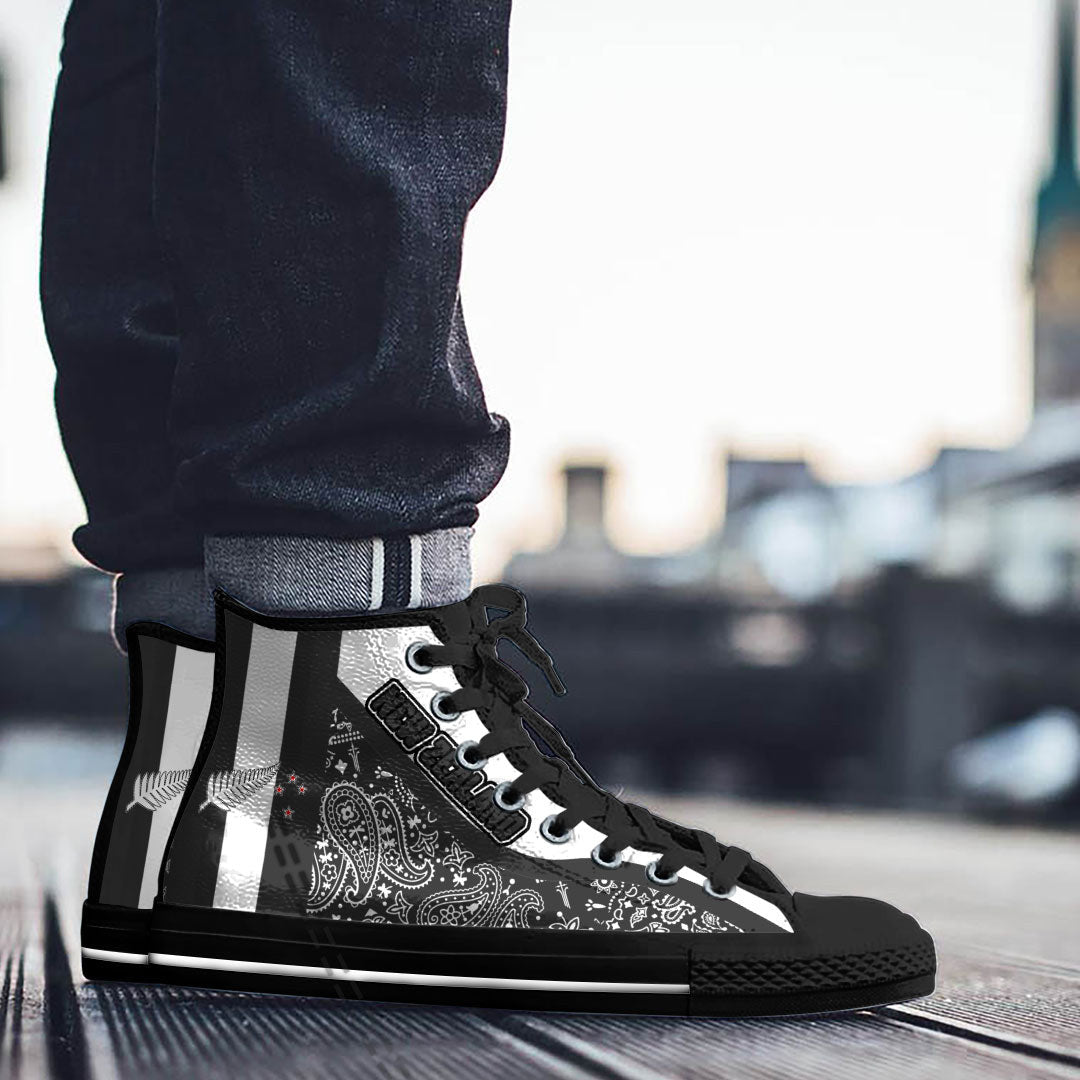 Shoes New Zealand Silver Fern High Top Shoes Paisley Bandana Special Style
