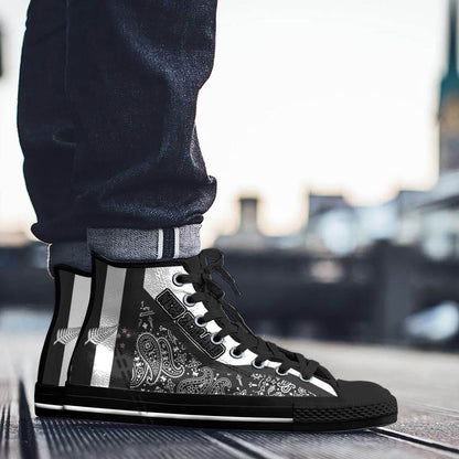 Shoes New Zealand Silver Fern High Top Shoes Paisley Bandana Special Style