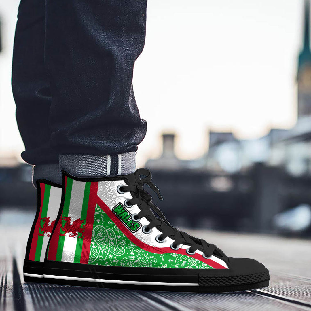 Shoes Wales High Top Shoes Paisley Bandana Special Style